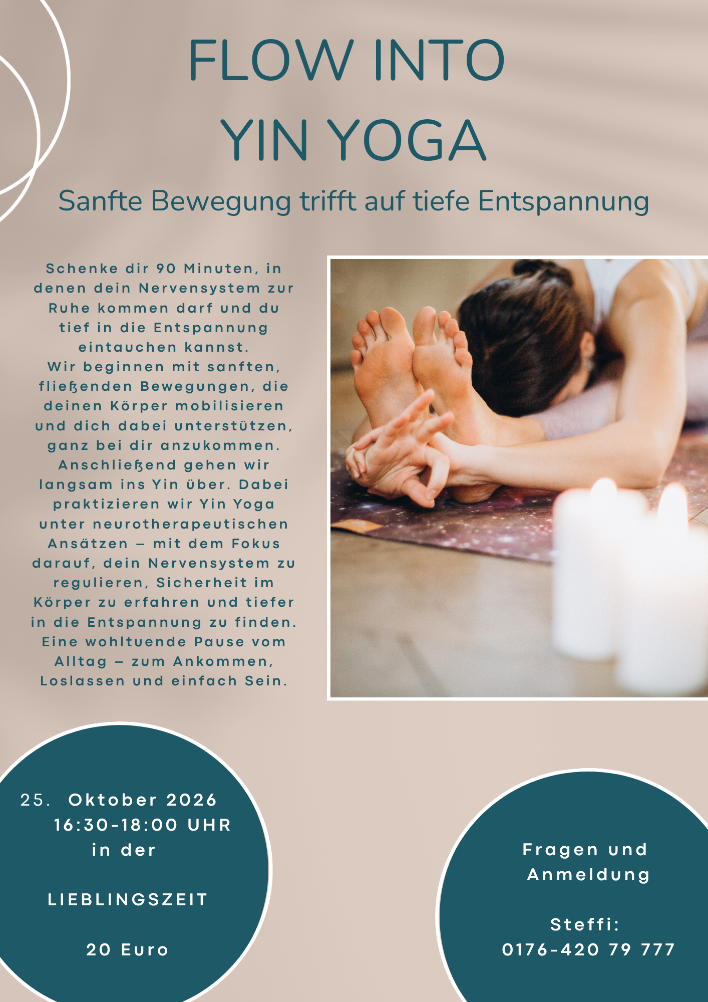 Flow into Yin Yoga Flyer: Flow into Yin Yoga mit Steffi am 25. Oktober 2026